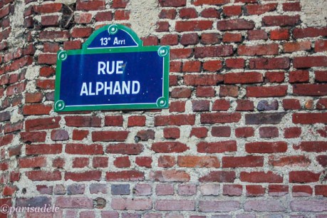 butte aux cailles paris rue alphand street sign